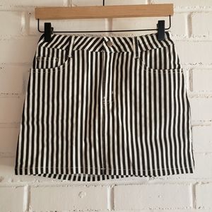 Vertical Striped Black & White Mini Skirt
